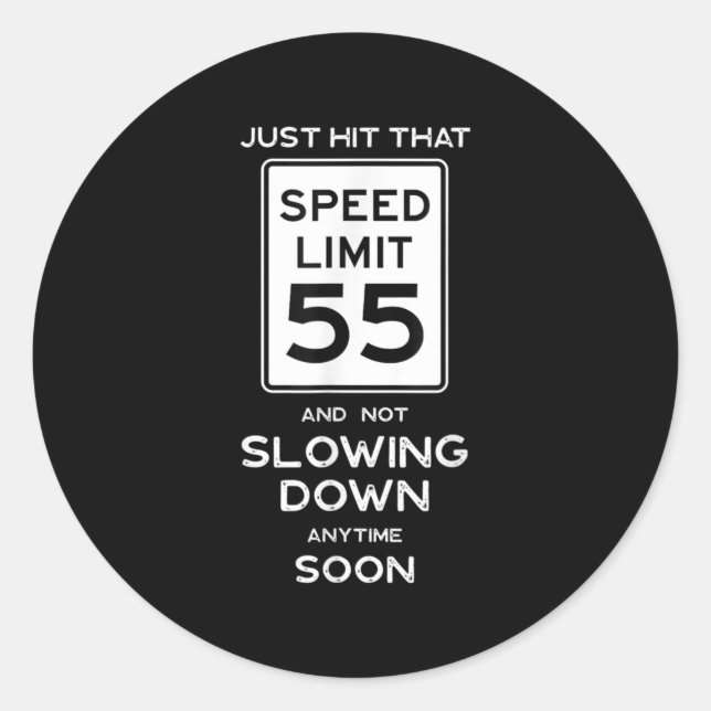 Sticker Rond 55e anniversaire Limite de vitesse Signal Auto Méc (Devant)