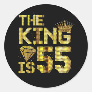 Sticker Rond 55e anniversaire Né en 1968 Anniversaire Le roi es