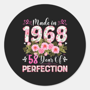 Sticker Rond 58 Ancien 1968 Floral 58ème
