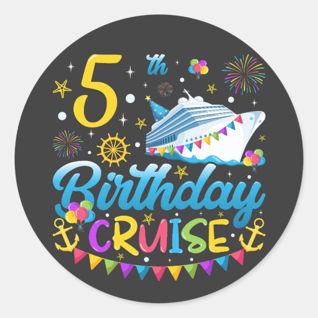 Sticker Rond 5 anniversaire Croisière B-Day Fête (Devant)