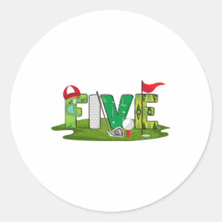 Sticker Rond 5 Anniversaire Golf Thème 5 ans Enfants Sport Part