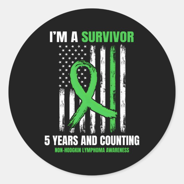 Sticker Rond 5 ans Cancer sans Hodgkins Lymphoma Survivant (Devant)