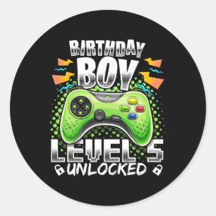 Sticker Rond 5 Jeu vidéo déverrouillé 5e Jeu d'anniversaire Gam