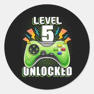 Sticker Rond 5 Jeu vidéo déverrouillé 5e Jeu d'anniversaire Gam
