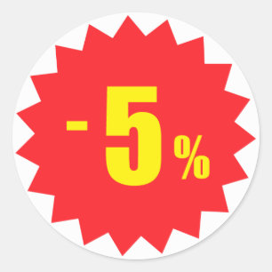 Sticker Rond 5 pour cent d'autocollants de remise vente, blanc 