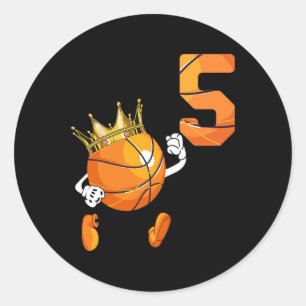 Sticker Rond 5e anniversaire 5 ans Bysketbyll Lover Thème Pa