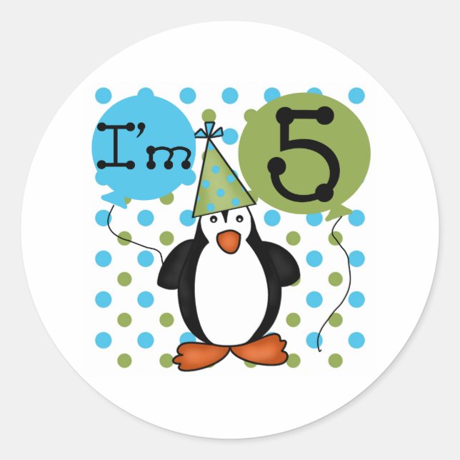 Sticker Rond 5e anniversaire de Penguin (Devant)