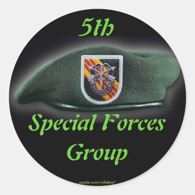 Sticker Rond 5e forces spéciales Green Berets SF SFG SOF (Devant)