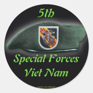 Sticker Rond 5e Groupe des forces spéciales Berets verts Guerre