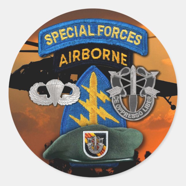 Sticker Rond 5e Groupe des forces spéciales Berets verts SF SFG (Devant)