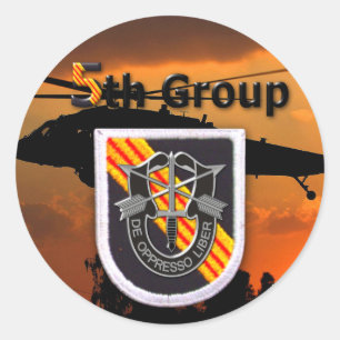 Sticker Rond 5e Groupe des forces spéciales Berets verts SF SFG