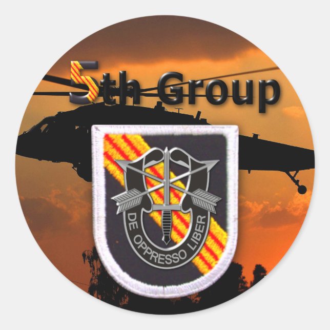 Sticker Rond 5e Groupe des forces spéciales Berets verts SF SFG (Devant)