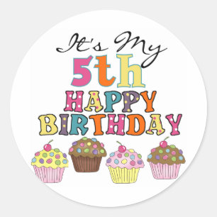 Sticker Rond 5èmes T-shirts et cadeaux d'anniversaire de jolis
