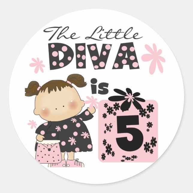 Sticker Rond 5èmes T-shirts et cadeaux d'anniversaire de petite (Devant)