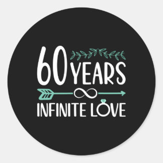 Sticker Rond 60 Ans D'Amour Infini 60E Anniversaire Du Mariage