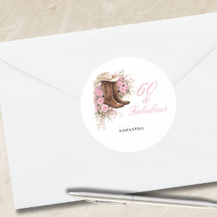 Sticker Rond 60 ans et Fabuleux Fleurs de Western Rose 60e Anni