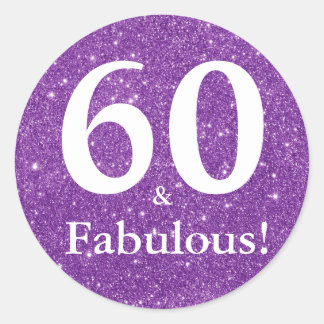 Sticker Rond 60 & Fabuleux ! Parties scintillant pourpre Soixan