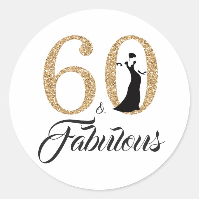Sticker Rond 60 Magnifique Parties scintillant d'or Typographie (Devant)