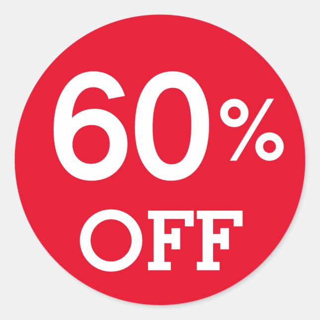 Sticker Rond 60% Soixante% OFF escompte vente blanc rouge (Devant)