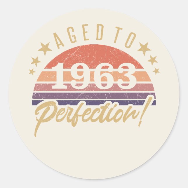 Sticker Rond 60e anniversaire 1963 Âgé à la perfection (Devant)