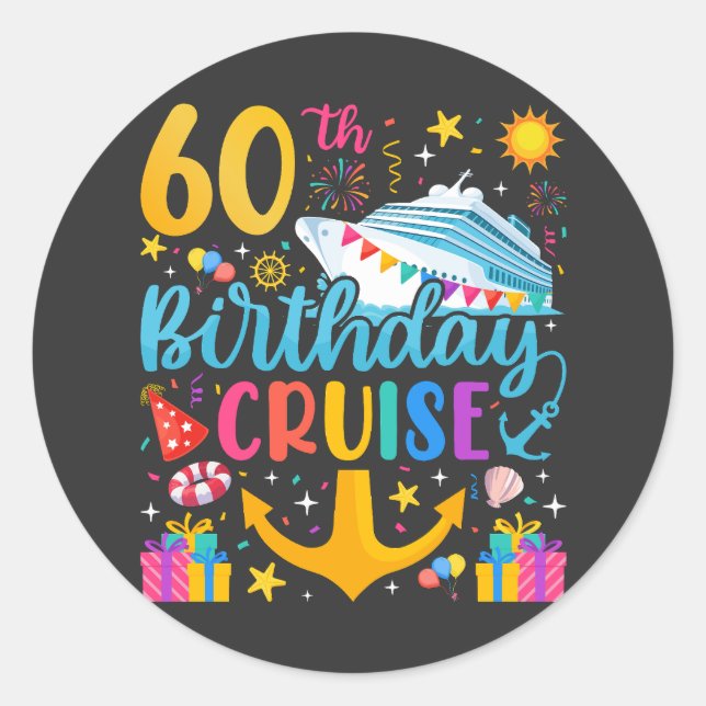 Sticker Rond 60e anniversaire Croisière B-Day Party (Devant)