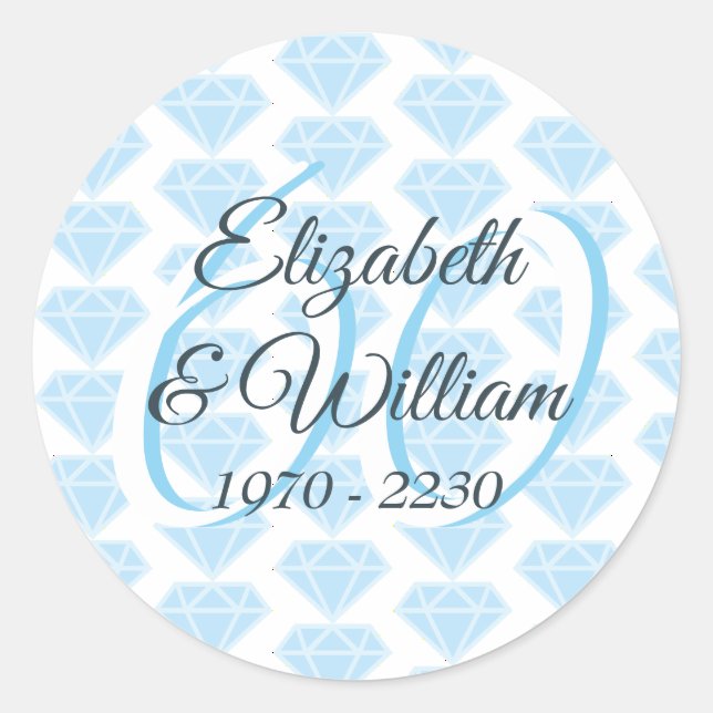 Sticker Rond 60e anniversaire du Mariage Célébration du diamant (Devant)