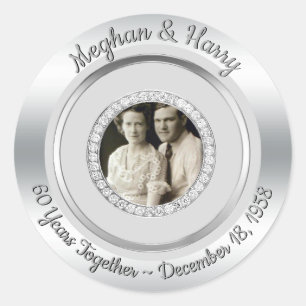 Sticker Rond 60e anniversaire du Mariage Diamond Photo moderne