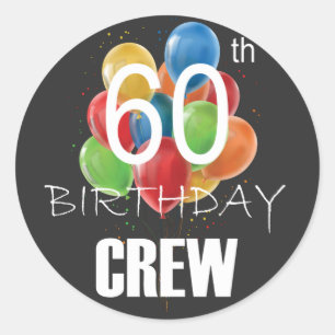 Sticker Rond 60e Anniversaire Équipage 60 Groupe d'équipage