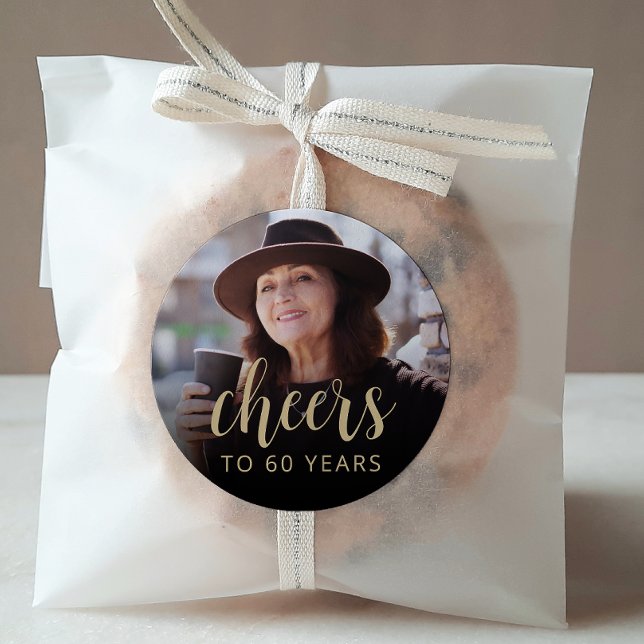 Sticker Rond 60e anniversaire fête de la photo (Créateur téléchargé)