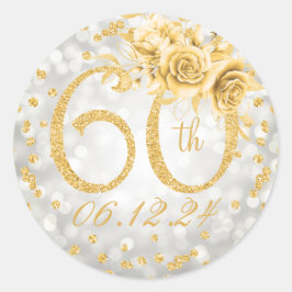 Sticker Rond 60e anniversaire Glam Lights Gold Silver