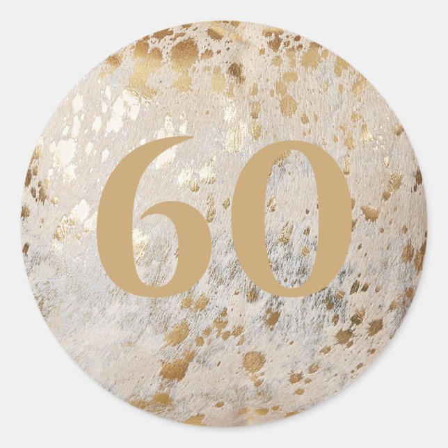 Sticker Rond 60e anniversaire Gold Cowhide Moderne (Devant)