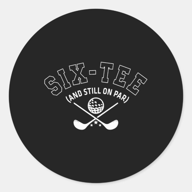 Sticker Rond 60e Anniversaire Golf Papa Grand-père Six-tee Et T (Devant)