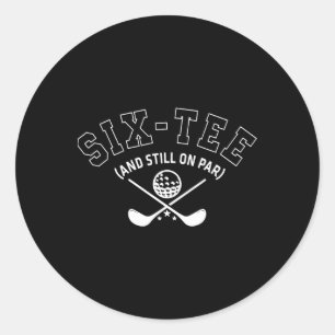 Sticker Rond 60e Anniversaire Golf Papa Grand-père Six-tee Et T