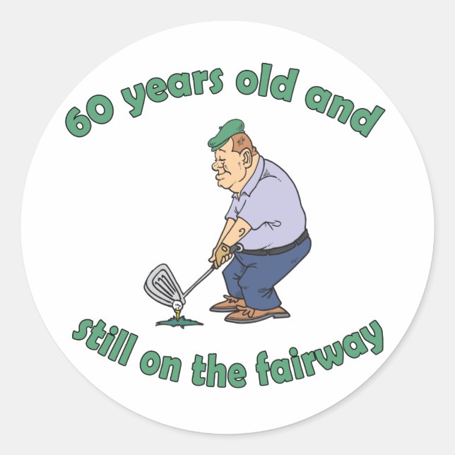 Sticker Rond 60e anniversaire Golfer Gag cadeau (Devant)