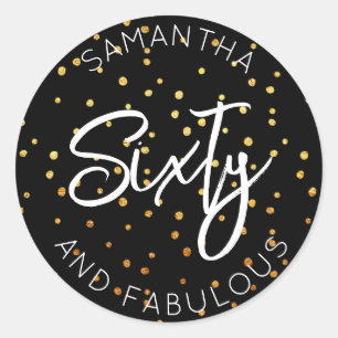 Sticker Rond 60e anniversaire Parties scintillant d'or Soixante