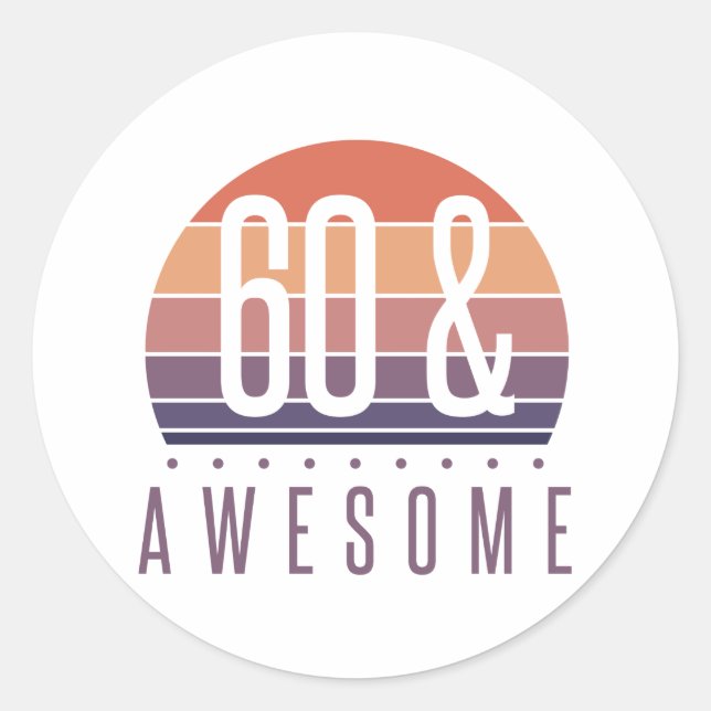 Sticker Rond 60e anniversaire Retro Sunset (Devant)