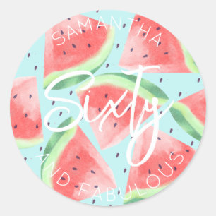 Sticker Rond 60e anniversaire Soixante et fabuleux Watermelon é