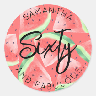 Sticker Rond 60e anniversaire Soixante et fabuleux Watermelon é