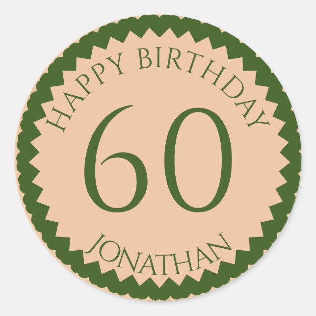 Sticker Rond 60e fête d'anniversaire ajoutez votre nom n'import (Devant)
