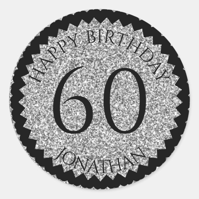 Sticker Rond 60e fête d'anniversaire ajoutez votre nom Parties  (Devant)