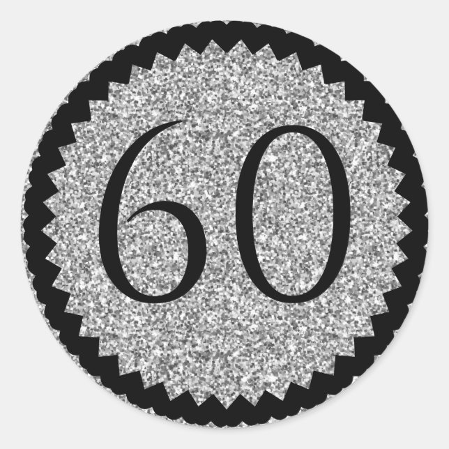 Sticker Rond 60e fête d'anniversaire Parties scintillant d'arge (Devant)