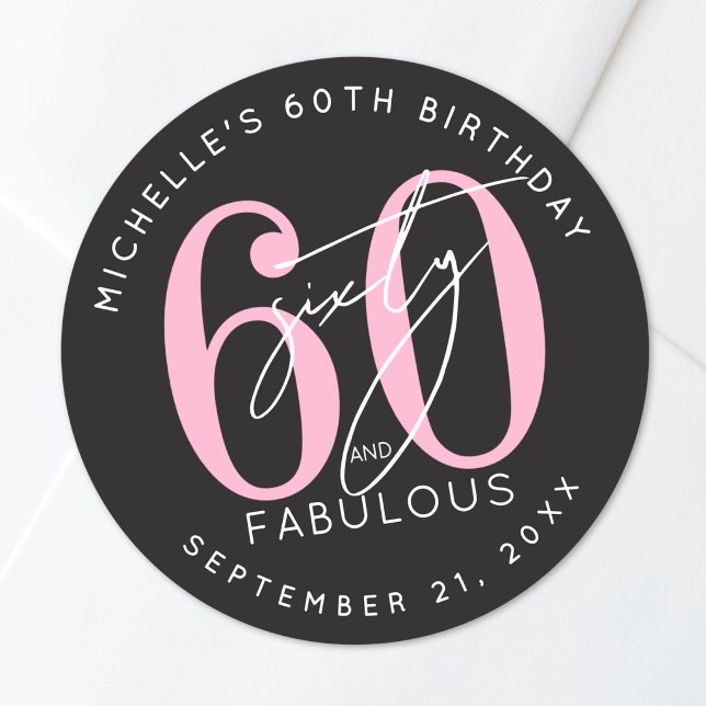 Sticker Rond 60th Birthday Party (60th Birthday Party Classic Round Sticker )