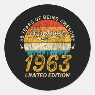 Sticker Rond 62 ans 1963 Retro Awesome 62e anniversaire Cadeau
