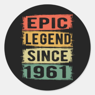 Sticker Rond 64 Ans Anniversaire 1961 Légende épique 64e annive