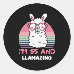 Sticker Rond 65 ans Anniversaire lamazing 65e anniversaire Llam