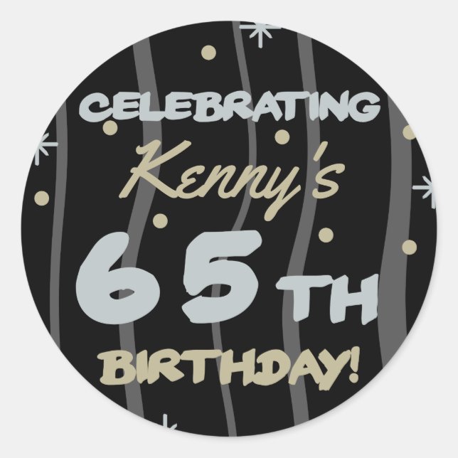 Sticker Rond 65e fête d'anniversaire Ajoutez votre nom (Devant)