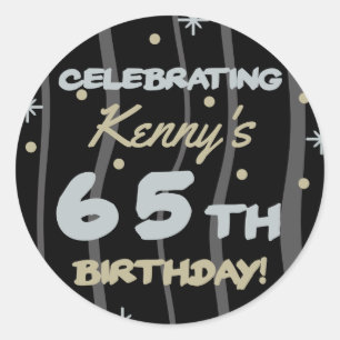 Sticker Rond 65e fête d'anniversaire Ajoutez votre nom