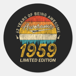 Sticker Rond 66 Ans 1959 Retro Awesome 66e anniversaire Cadeau