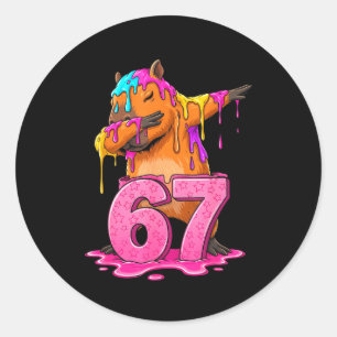 Sticker Rond 67 Animaux Drôle 67 Brainrot Jeunesse Enfants Capy