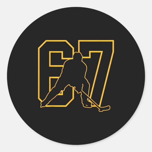 Sticker Rond 67 Brainrot Youth Ice Hockey Drip - Funny Kids 67  (Devant)